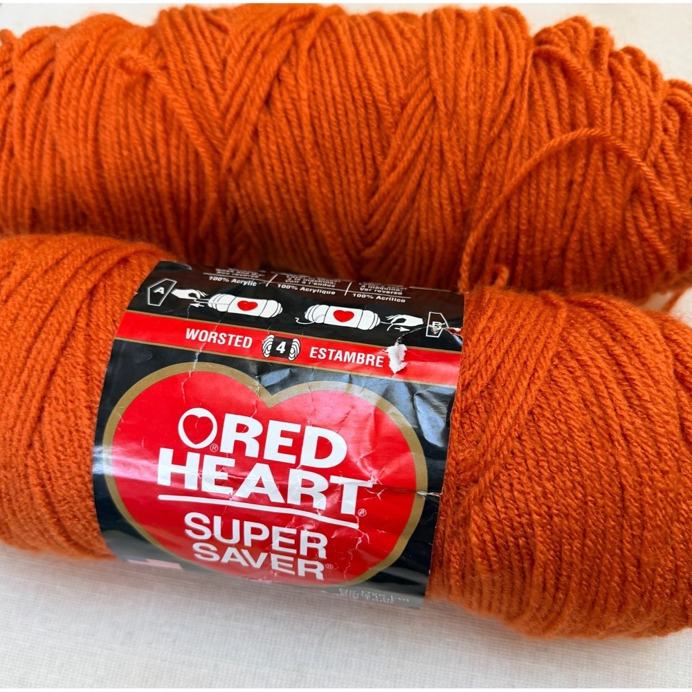 NEW Red Heart Super‎ Saver Yarn "Carrot" Lot of 2: 1 Complete & 1 Partial Skein